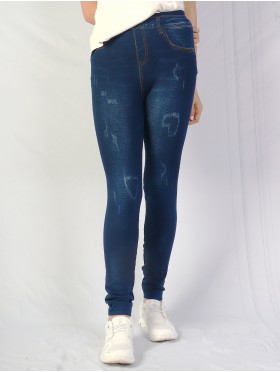 High Waist Denim Style Stretchy Legging (Fleece Lined)